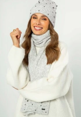Damski szalik z ozdobnymi akcentami szary Wittchen