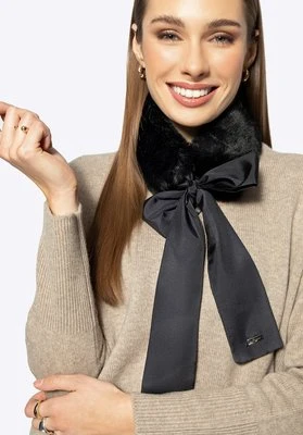 Damski szalik ze sztucznym futerkiem czarny Wittchen