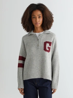 Sweter polo z dzianiny, intarsja "g" GANT