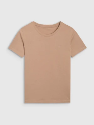Damski t-shirt basic 4F 4FWMM00TTSHF2356 - beżowy