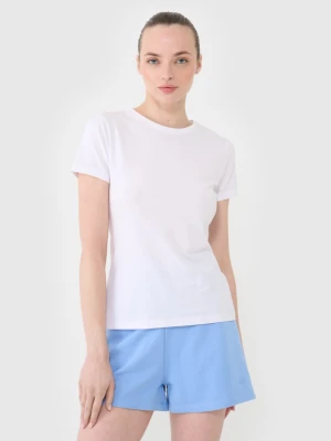 Damski t-shirt basic 4F 4FWMM00TTSHF2673 - biały