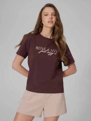 Zdjęcie produktu Damski t-shirt boxy z nadrukiem 4F 4FWSS26TTSHF2743 - brązowy