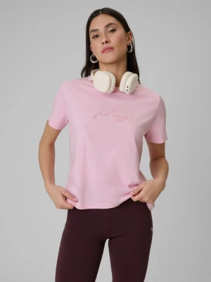 Damski t-shirt boxy z nadrukiem 4F 4FWSS26TTSHF2743 - różowy