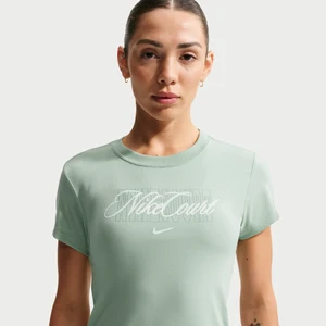 Damski T-shirt do tenisa z krótkim rękawem NikeCourt Heritage - Zieleń