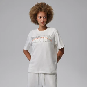 Damski T-shirt o fasonie typu girlfriend Jordan Brooklyn - Biel
