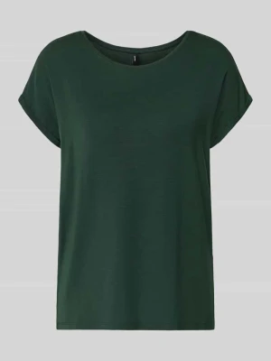 damski t-shirt o kroju krój regular fit z mieszanki lyocellu model 'AVA' Vero Moda Ciemnozielony