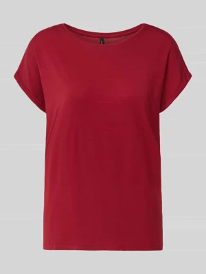 damski t-shirt o kroju krój regular fit z mieszanki lyocellu model 'AVA' Vero Moda Czerwony