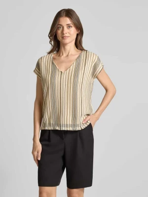 damski t-shirt o kroju regular fit z ażurowym wzorem model 'DEMI' Vero Moda