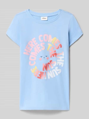 damski t-shirt o kroju regular fit z błyszczącym nadrukiem s.Oliver RED LABEL