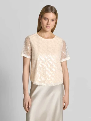 damski t-shirt o kroju regular fit z cekinowym obszyciem s.Oliver BLACK LABEL