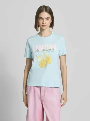 damski t-shirt o kroju regular fit z czystej bawełny model 'KITA' Only Jasnoniebieski