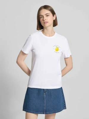 damski t-shirt o kroju regular fit z czystej bawełny model 'KITA' Only Biały