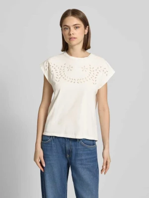 damski t-shirt o kroju regular fit z czystej bawełny model 'MINA' Pepe Jeans Biały