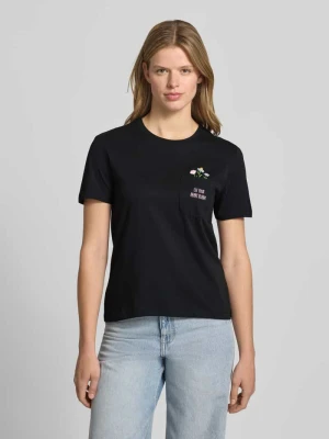 damski t-shirt o kroju regular fit z czystej bawełny model 'POLLY' Only Czarny
