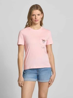 damski t-shirt o kroju regular fit z czystej bawełny model 'POLLY' Only Jasnoróżowy