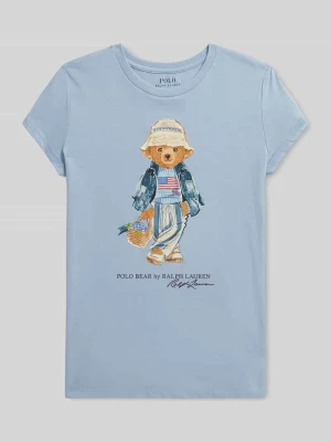 damski t-shirt o kroju regular fit z czystej bawełny z motywem nadruk polo bear Polo Ralph Lauren Teens