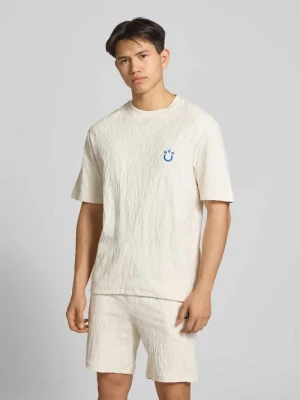 damski t-shirt o kroju regular fit z froty Hugo Złamany biały