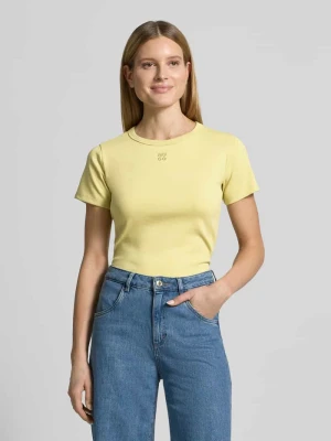 damski t-shirt o kroju regular fit z mieszanki bawełny model 'DELORIS' HUGO