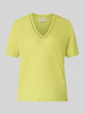 damski t-shirt o kroju regular fit z mieszanki lnu z dekoltem w serek Scotch & Soda