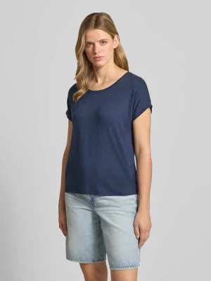 damski t-shirt o kroju regular fit z mieszanki wiskozy model 'MOSTER' Only Granatowy