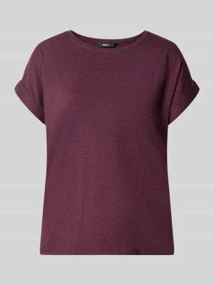 damski t-shirt o kroju regular fit z mieszanki wiskozy model 'MOSTER' Only Bordowy
