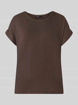damski t-shirt o kroju regular fit z mieszanki wiskozy model 'MOSTER' Only Czekoladowy