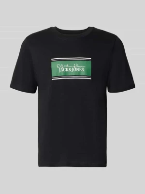 damski t-shirt o kroju regular fit z nadruk z logo model 'Buster' Jack&Jones Czarny