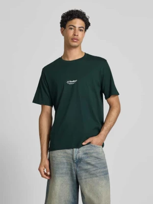 damski t-shirt o kroju regular fit z nadruk z logo model 'Soho' Jack&Jones Ciemnozielony