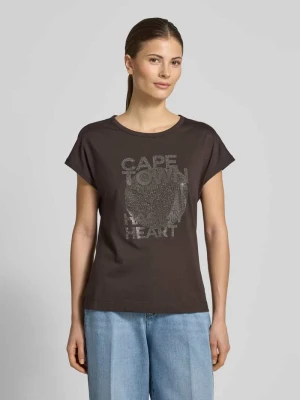 damski t-shirt o kroju regular fit z nadrukiem z napisem monari