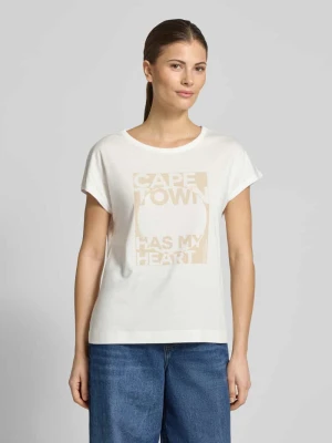 damski t-shirt o kroju regular fit z nadrukiem z napisem monari