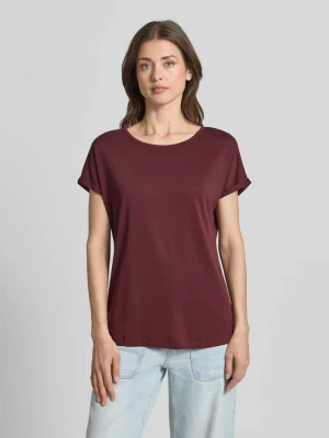 damski t-shirt o kroju regular fit z okrągłym dekoltem Christian Berg Czekoladowy