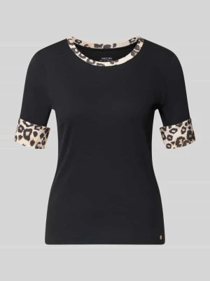 damski t-shirt o kroju regular fit ze zwierzęcym nadrukiem Marc Cain Czarny