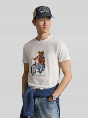 damski t-shirt o kroju slim fit z nadruk polo bear Polo Ralph Lauren