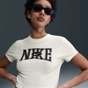 Damski T-shirt o krótkim dopasowanym kroju - Biel Nike