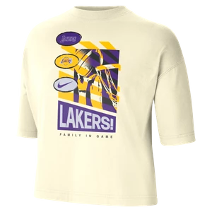 Damski T-shirt o luźnym kroju Nike NBA Los Angeles Lakers Courtside - Biel