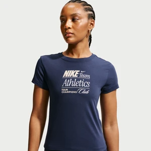 Damski T-shirt o skróconym, dopasowanym kroju Nike Chill Knit - Niebieski
