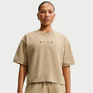 Damski T-shirt o skróconym kroju oversize Nike - Brązowy