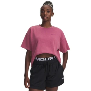 Damski t-shirt oversize Under Armour UA HWT Boxy Wash SS - różowy