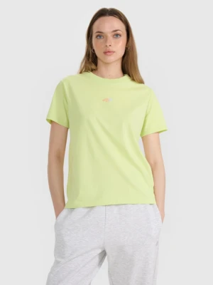 Damski t-shirt oversize z nadrukiem 4F 4FRSS25TTSHF3163 - żółty