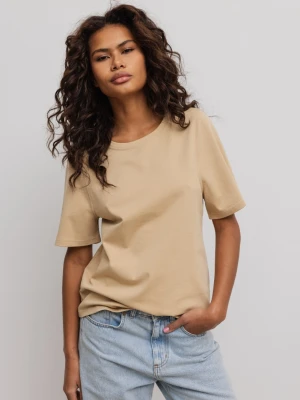 Damski T-Shirt w kolorze BEIGE - CAMAS-M/L Marsala