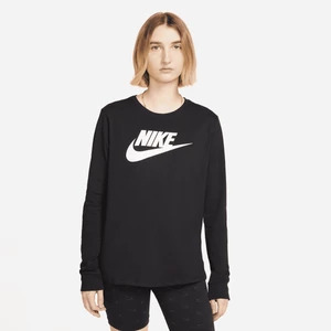Damski T-shirt z długim rękawem i logo Nike Sportswear Essentials - Czerń