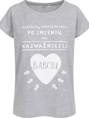 Damski t-shirt z krótkim rękawem, dla babci, szary Endo