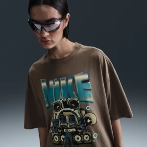 Damski T-shirt z krótkim rękawem o kroju oversize Nike Sportswear - Brązowy