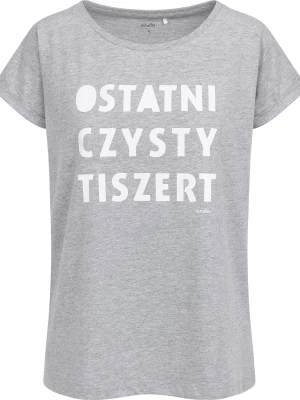 Damski t-shirt z krótkim rękawem, z napisem ostatni czysty tiszert, szary Endo