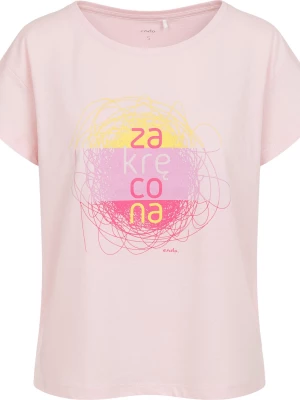 Damski t-shirt z krótkim rękawem, z napisem zakręcona, różowy Endo