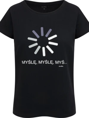 Damski t-shirt, z motywem cyfrowym, czarny Endo