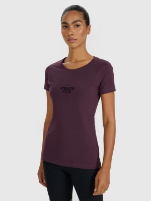 Damski t-shirt z nadrukiem 4F 4FRSS25TTSHF2978 - fioletowy