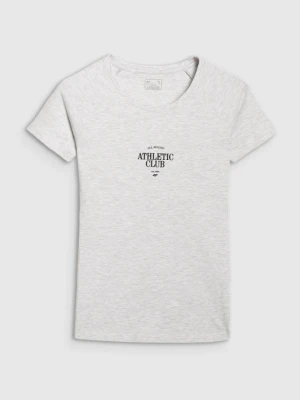 Damski t-shirt z nadrukiem 4F 4FRSS25TTSHF2978 - szary