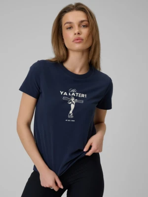 Damski t-shirt z nadrukiem 4F 4FRSS26TTSHF3448 - granatowy