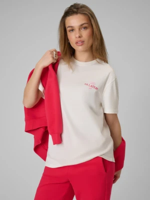 Damski t-shirt z nadrukiem 4F 4FRSS26TTSHF3449 - kremowy